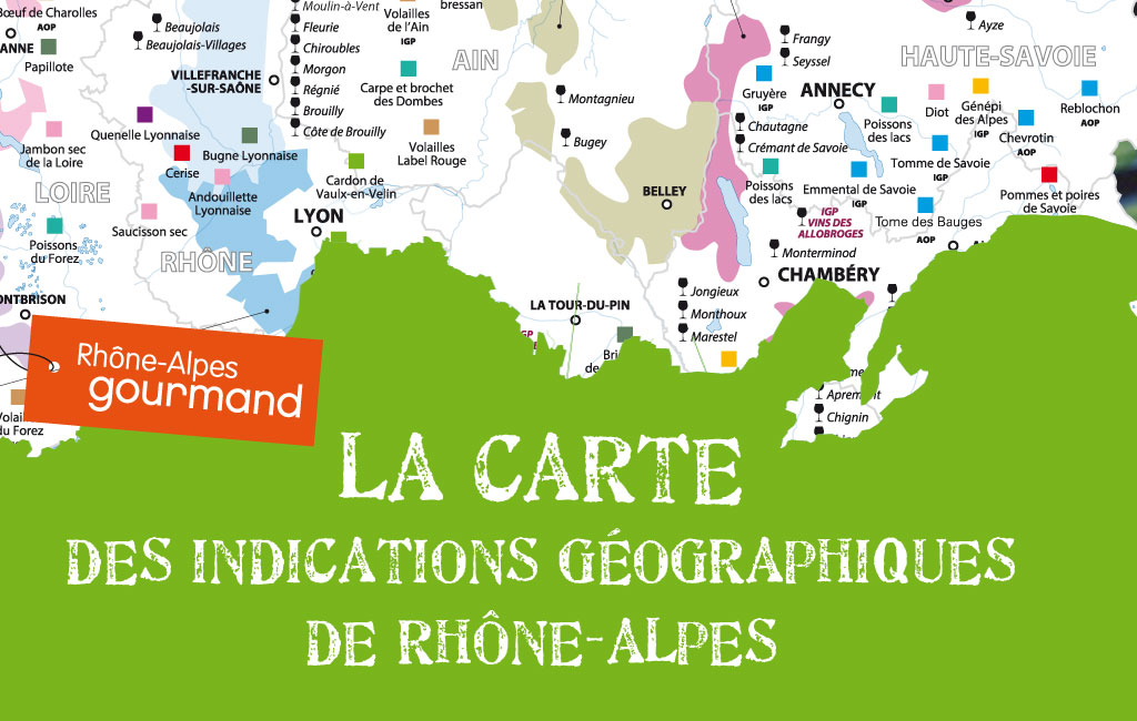 carte AOC, AOP, IGP Rhône-Alpes