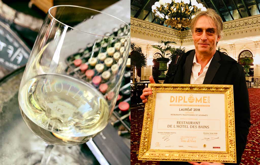 hôtel des bains, lauréat meilleure carte des vins de France 2018
