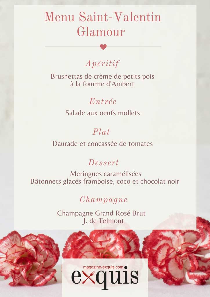 menu saint valentin glamour