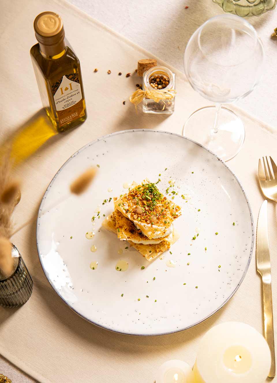 millefeuille huile d'olive & cèpes